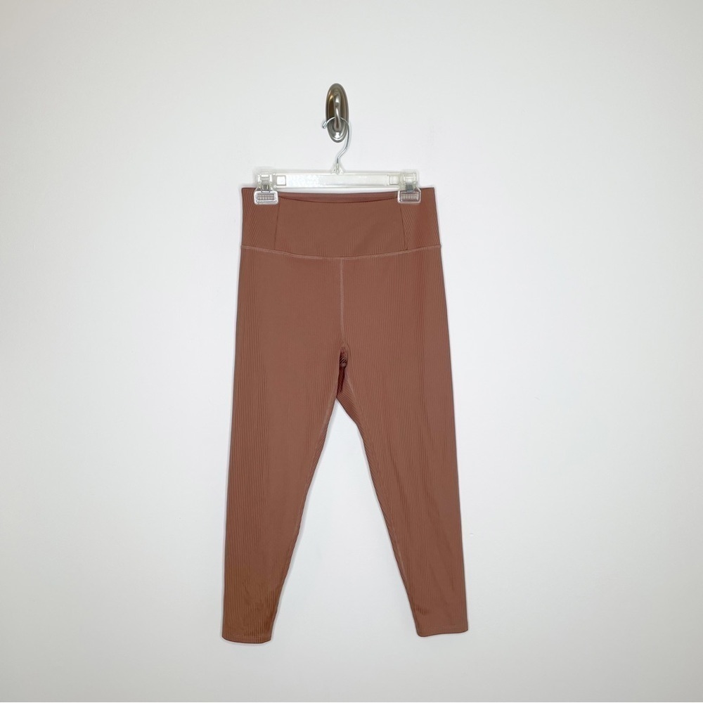 Girlfriend Collective Rib High Rise 7/8 Legging Rye Brown Large - Picture 2 of 6